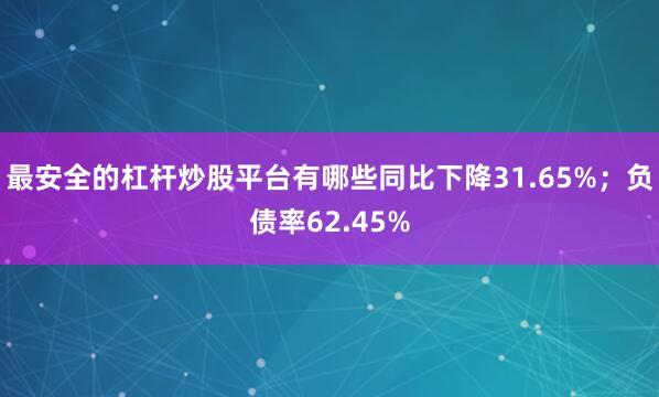 最安全的杠杆炒股平台有哪些同比下降31.65%；负债率62.45%